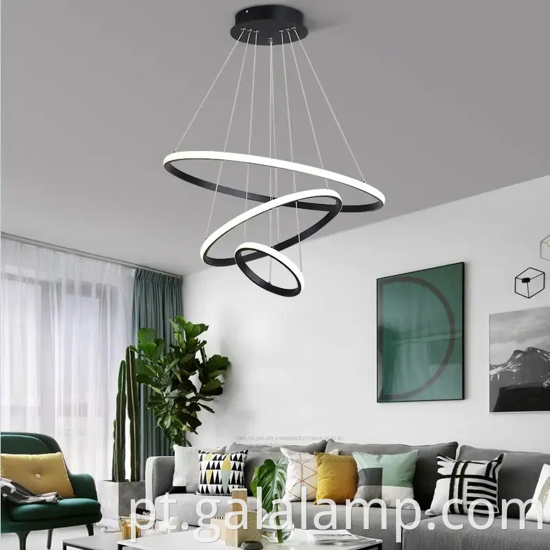 Anel de círculo decorativo de luxo luz pendente para a sala de estar moderna